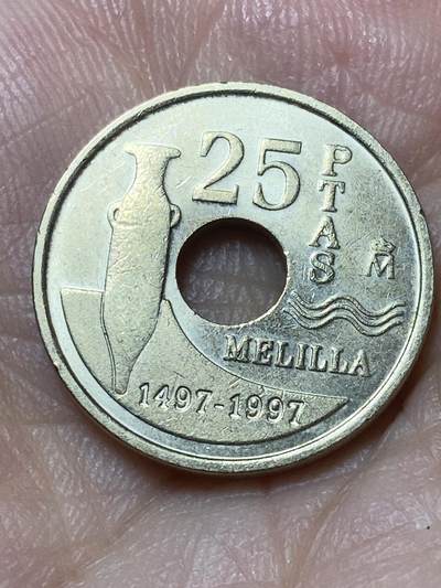 2026年第二十七场(总第一百九十六场）外国好品散币场(免佣金) - 西班牙🇪🇸1997年25比塞塔(梅利利亚自治市纪念币)