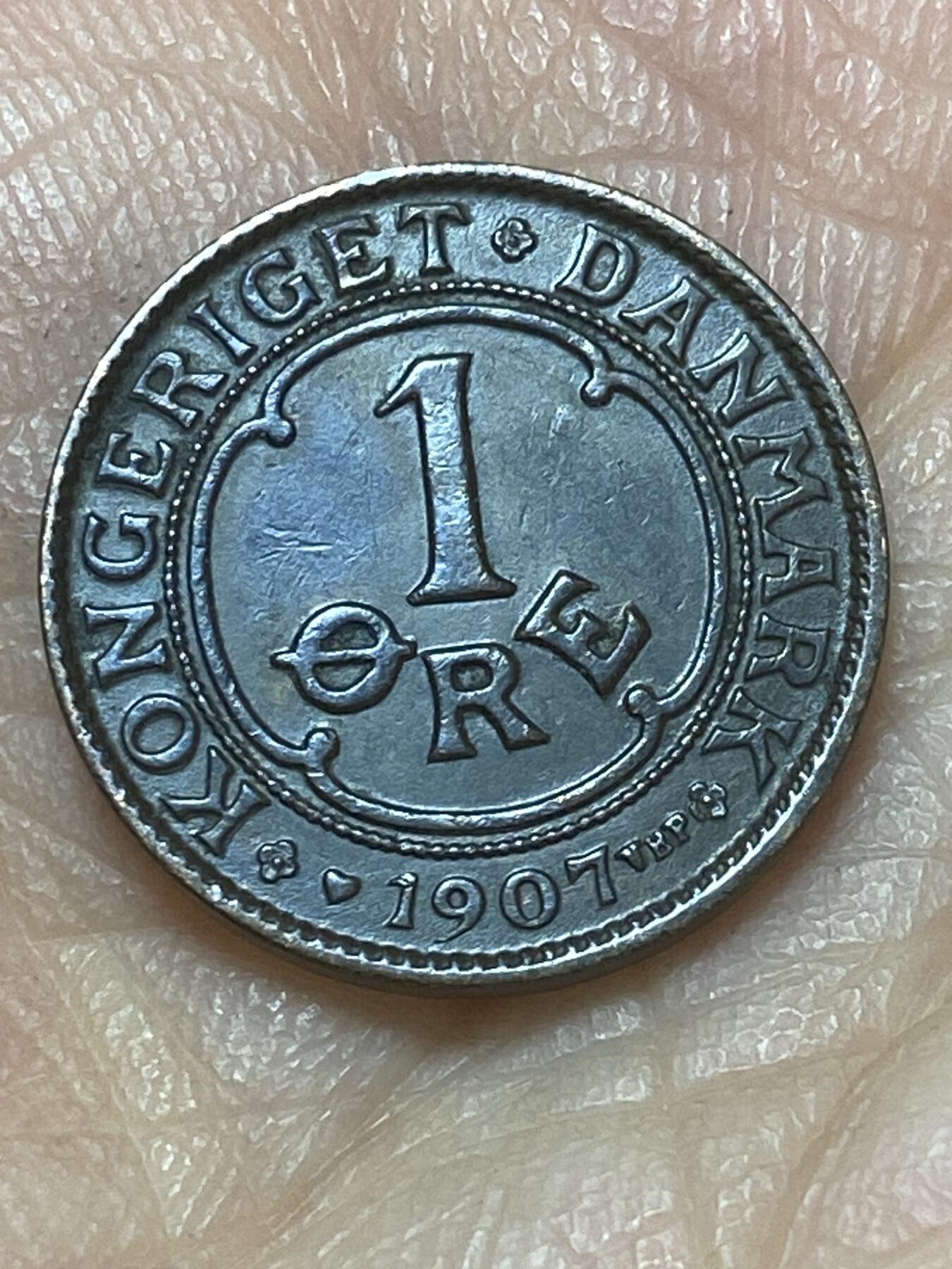 2026年第二十六场(总第一百九十五场）外国好品散币场(免佣金) 熟美好品–丹麦🇩🇰1907年1欧尔(弗雷德里克八世，首发年，VBP; GJ版)