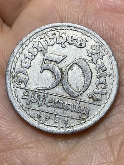 2026年第二十七场(总第一百九十六场）外国好品散币场(免佣金) - 德意志魏玛共和国1921年50芬尼(J标，汉堡造)