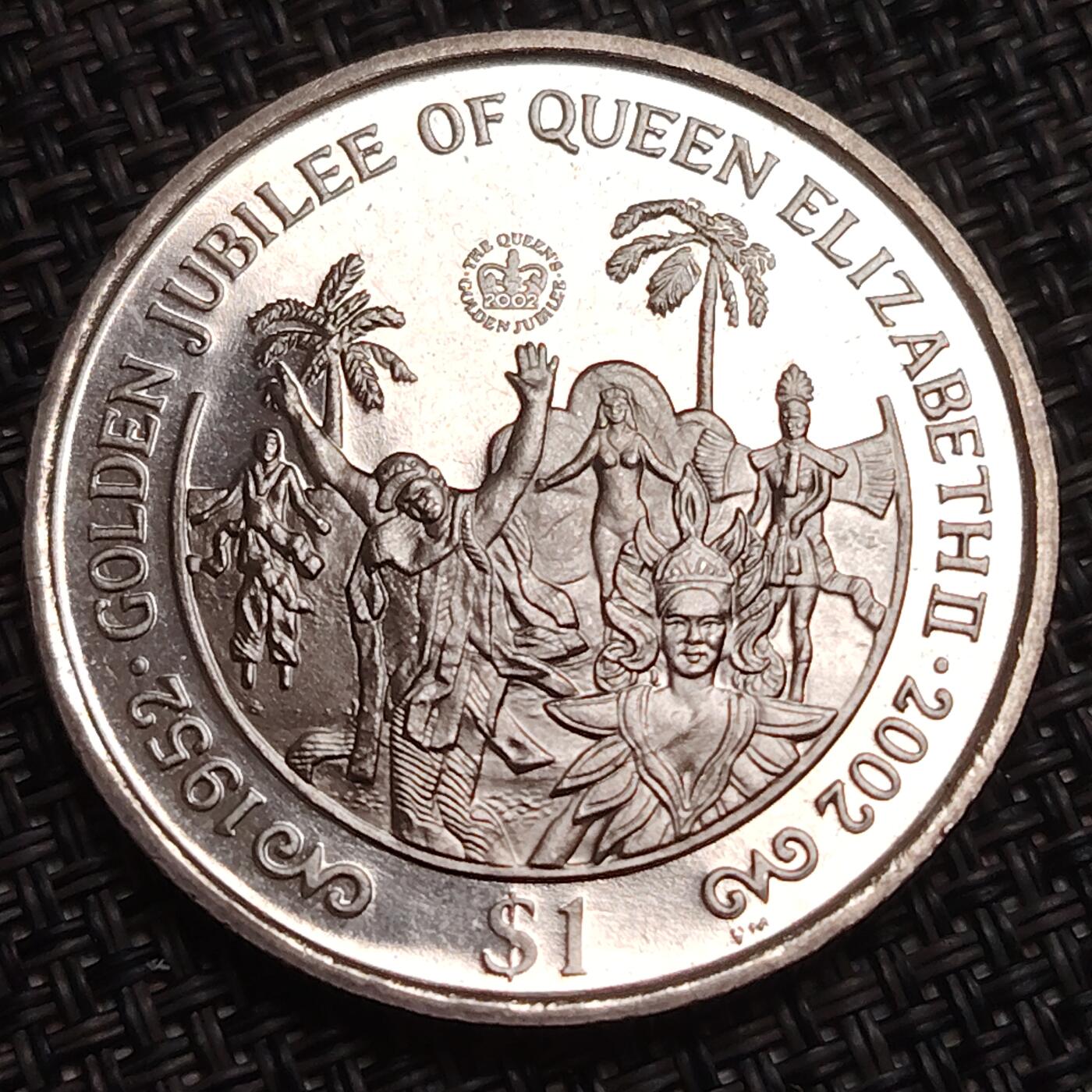 布加迪🐬～世界钱币(上海)🌾第 276 期 /  各国套币和散币 英属维尔京群岛 2002年 1元 女王加冕50周年纪念克朗币