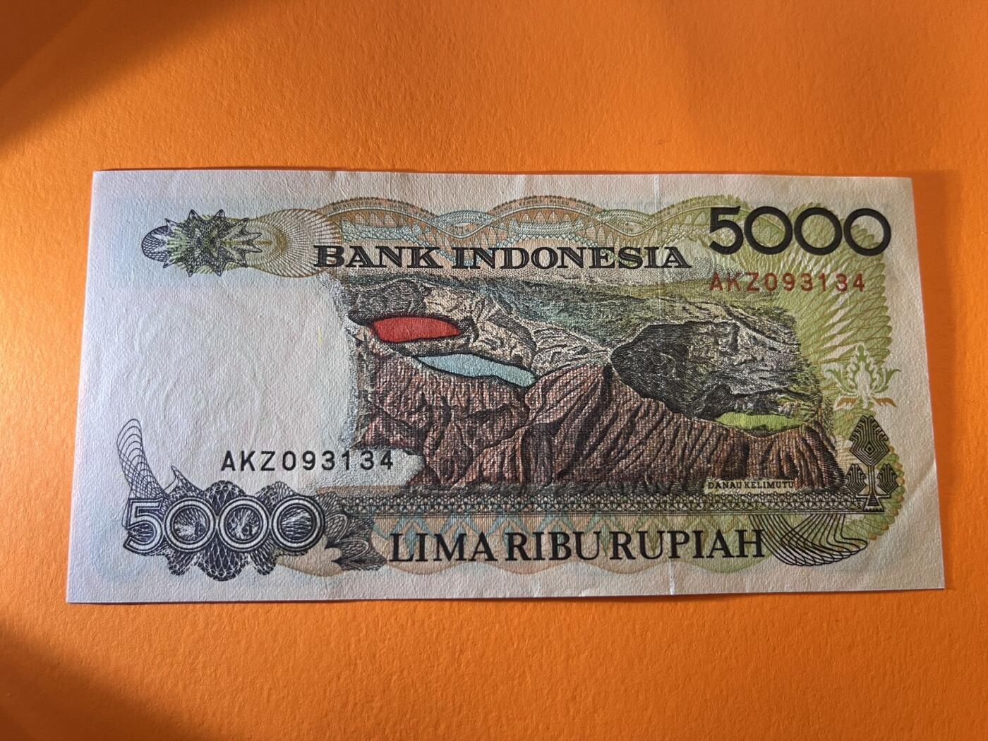 世界各国纸币拍卖 印度尼西亚1992年 5000卢比实物图