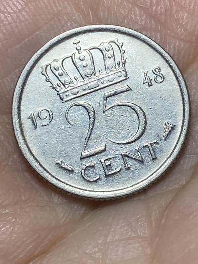 2026年第二十六场(总第一百九十五场）外国好品散币场(免佣金) - 荷兰🇳🇱1948单年分25分(威廉明娜女王退位年，老年版)