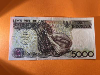世界各国纸币拍卖 - 印度尼西亚1992年 5000卢比实物图