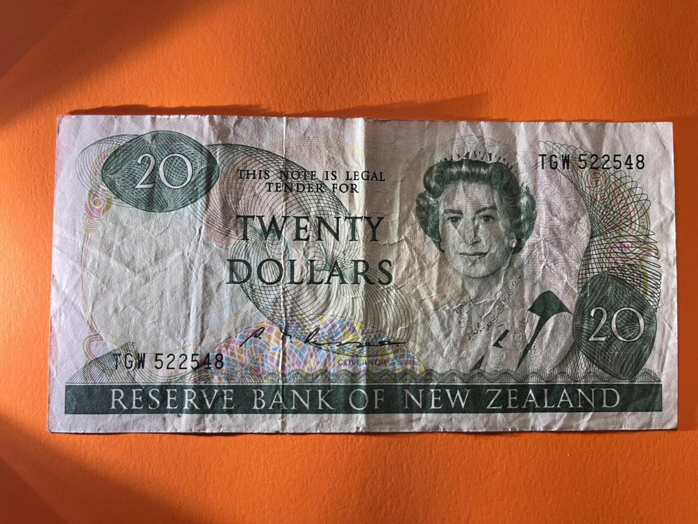 世界各国纸币拍卖 新西兰20元 实物图
