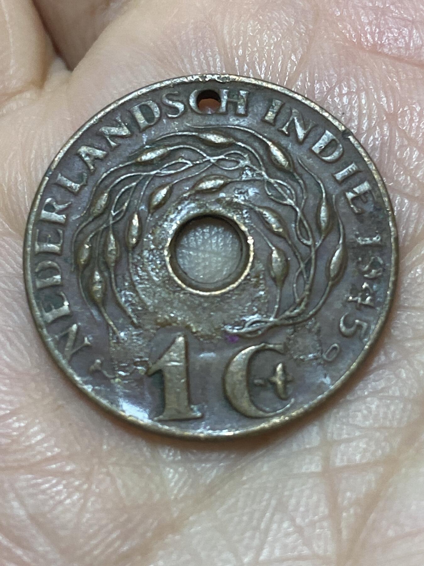 2026年第二十六场(总第一百九十五场）外国好品散币场(免佣金) 打孔–荷属东印度1945年1分(D标，丹佛厂代铸)