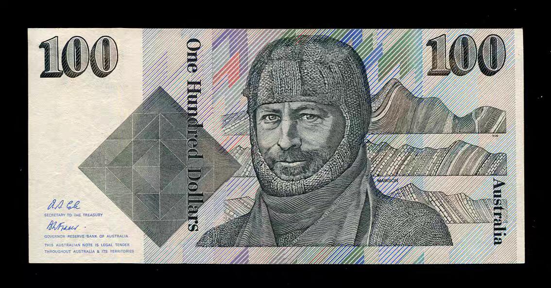 2月15号晚上8点 外国纸币自动截拍第26场 澳大利亚 1984-1992年100元 1992年A.S.Cole签名版 稀少 近全新