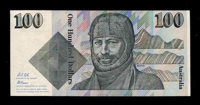 2月15号晚上8点 外国纸币自动截拍第26场 - 澳大利亚 1984-1992年100元 1992年A.S.Cole签名版 稀少 近全新