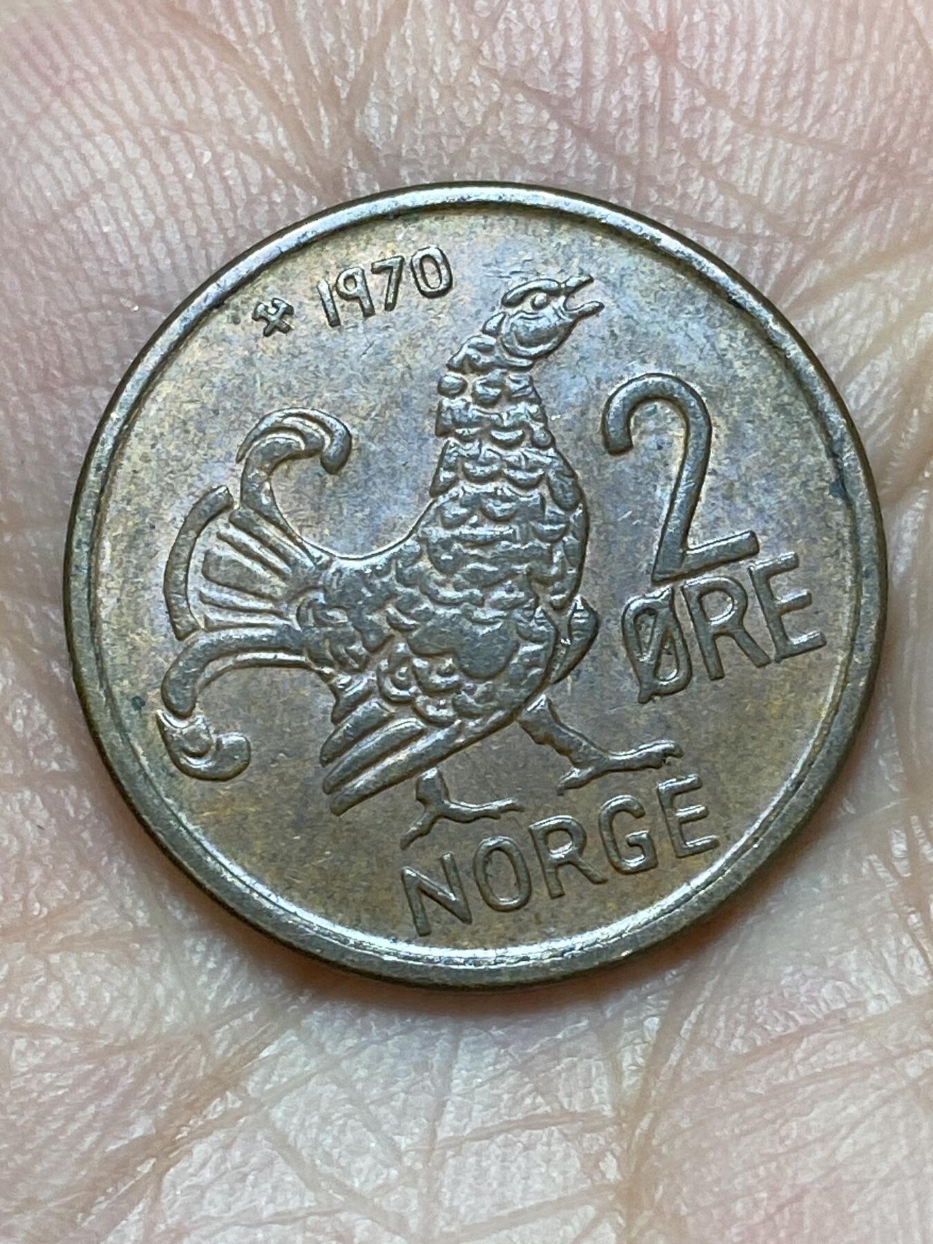 2026年第二十七场(总第一百九十六场）外国好品散币场(免佣金) 挪威🇳🇴1970年2欧尔(奥拉夫五世时期第一套)