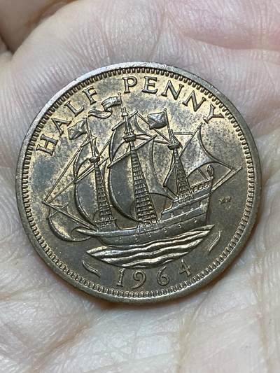 2026年第二十七场(总第一百九十六场）外国好品散币场(免佣金) - 英国🇬🇧1964年半便士(伊丽莎白二世青年桂冠第二版)