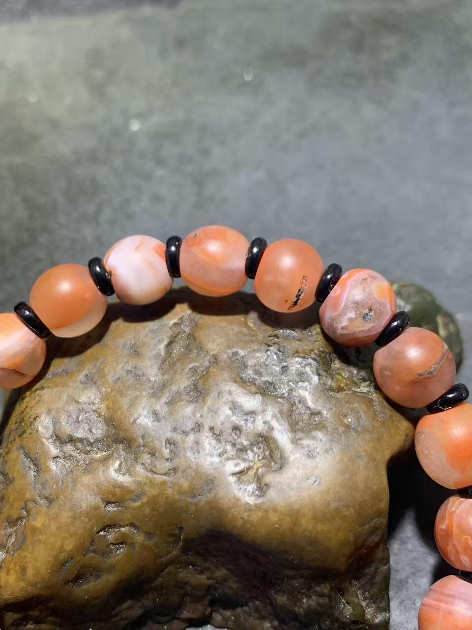 川料亚光南红玛瑙苹果珠单圈手串一条