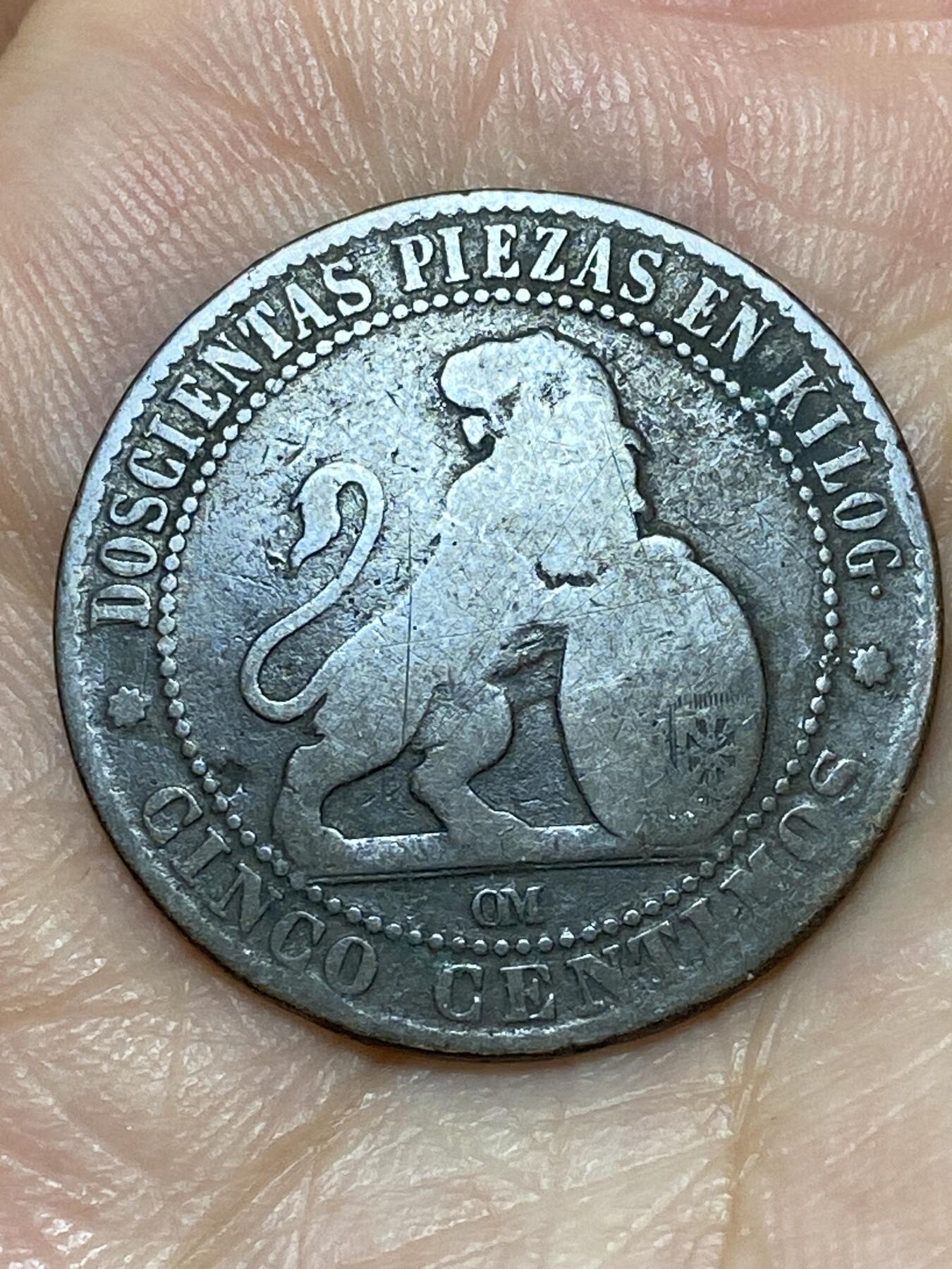 2026年第二十七场(总第一百九十六场）外国好品散币场(免佣金) 西班牙1870单年份5分(临时政府时期，八角星标巴塞罗那造)