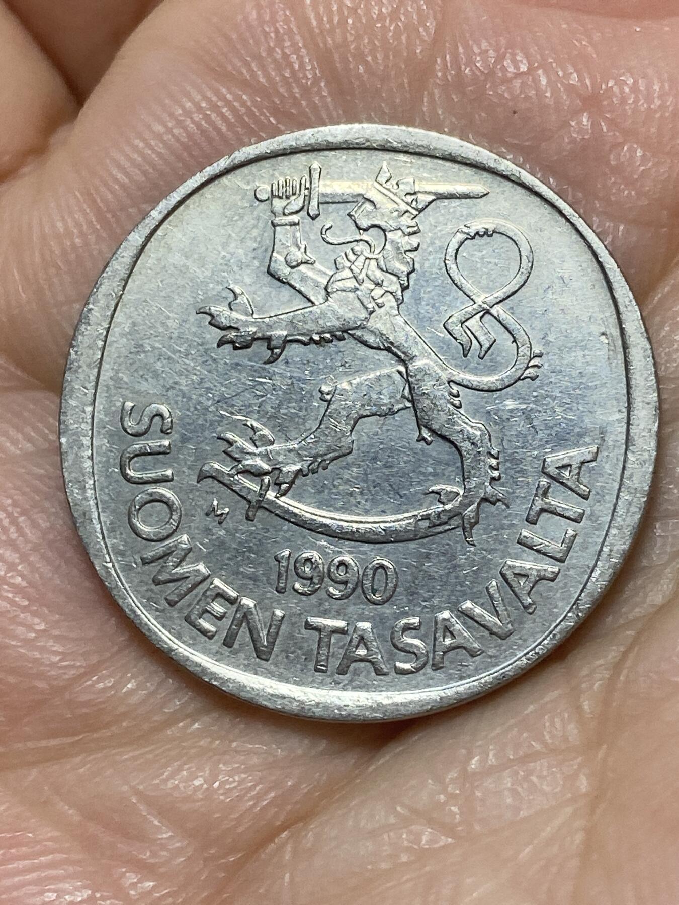 2026年第二十六场(总第一百九十五场）外国好品散币场(免佣金) 芬兰🇫🇮1990年1马克(独立后第三套后期，M标)