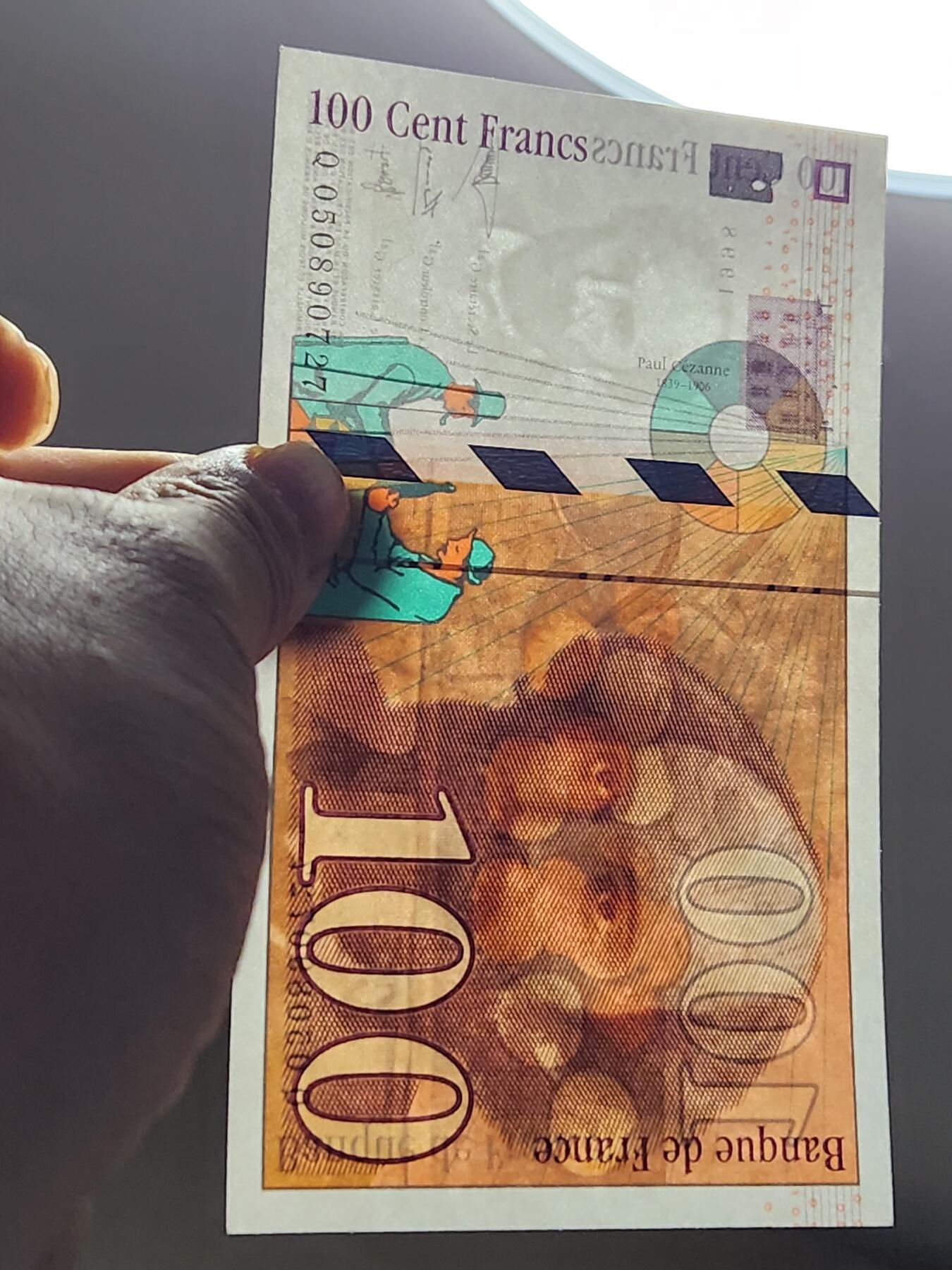 2月15号晚上8点 外国纸币自动截拍第26场 末版法国100法郎 极美品