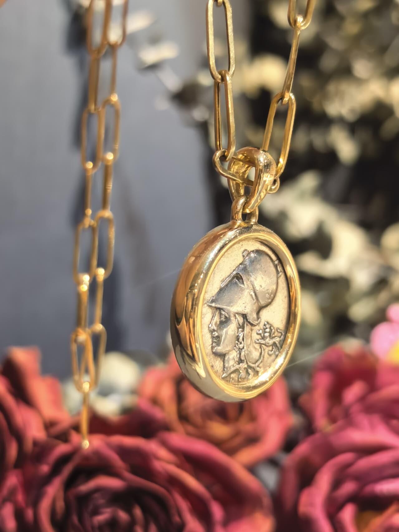 雅典娜飞马古币吊坠