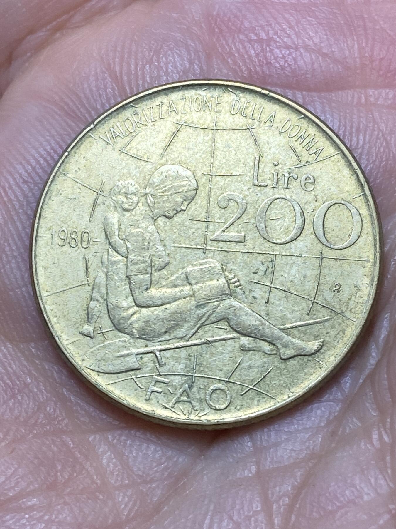 2026年第二十七场(总第一百九十六场）外国好品散币场(免佣金) 意大利🇮🇹1980年200里拉(国际妇女年FAO纪念币)