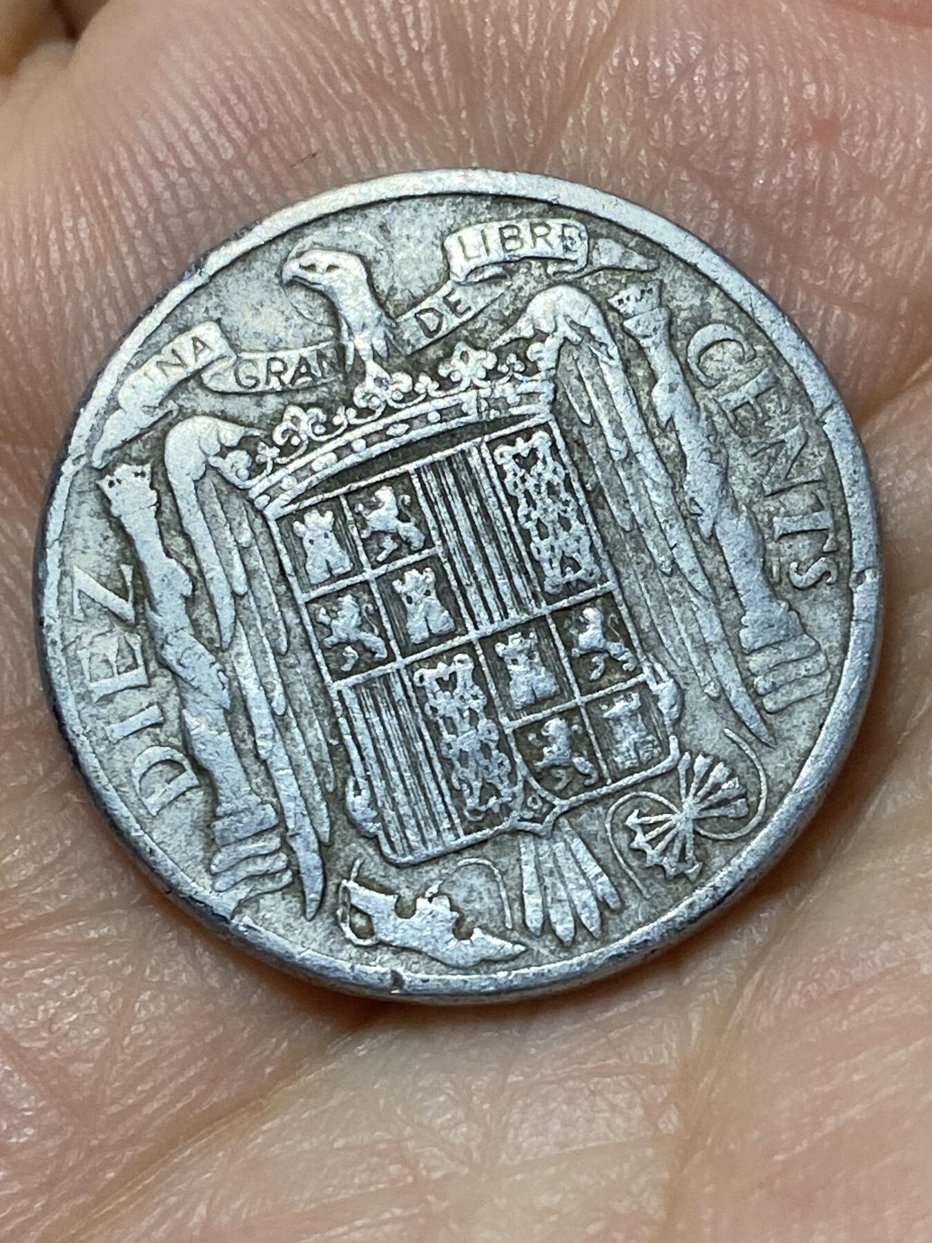 2026年第二十七场(总第一百九十六场）外国好品散币场(免佣金) 西班牙🇪🇸1945年10分(国民政府时期，实际为弗朗哥控制)