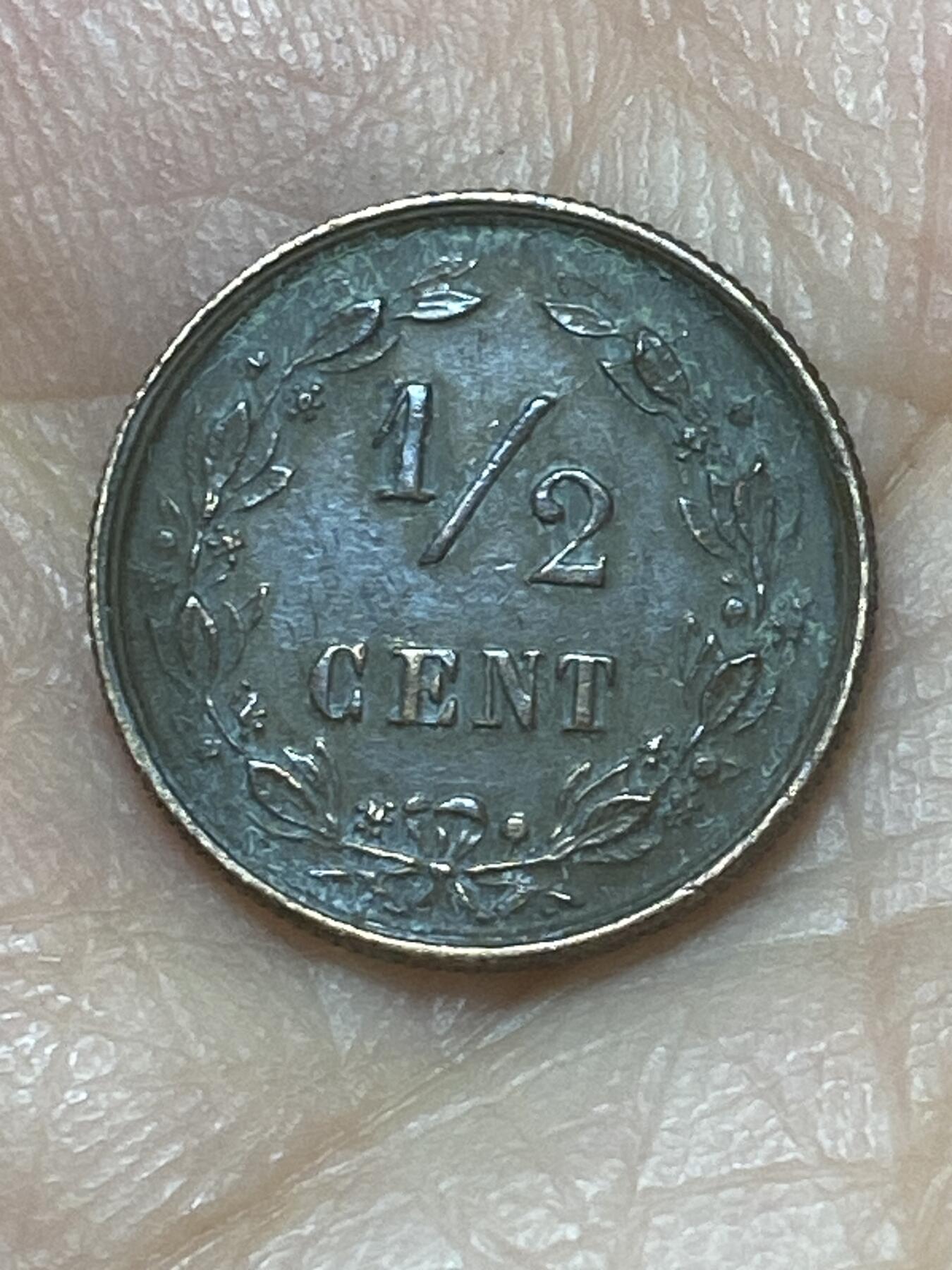 2026年第二十六场(总第一百九十五场）外国好品散币场(免佣金) 荷兰🇳🇱1894年1/2分(威廉明娜女王第一版，Halberd–长戟标)