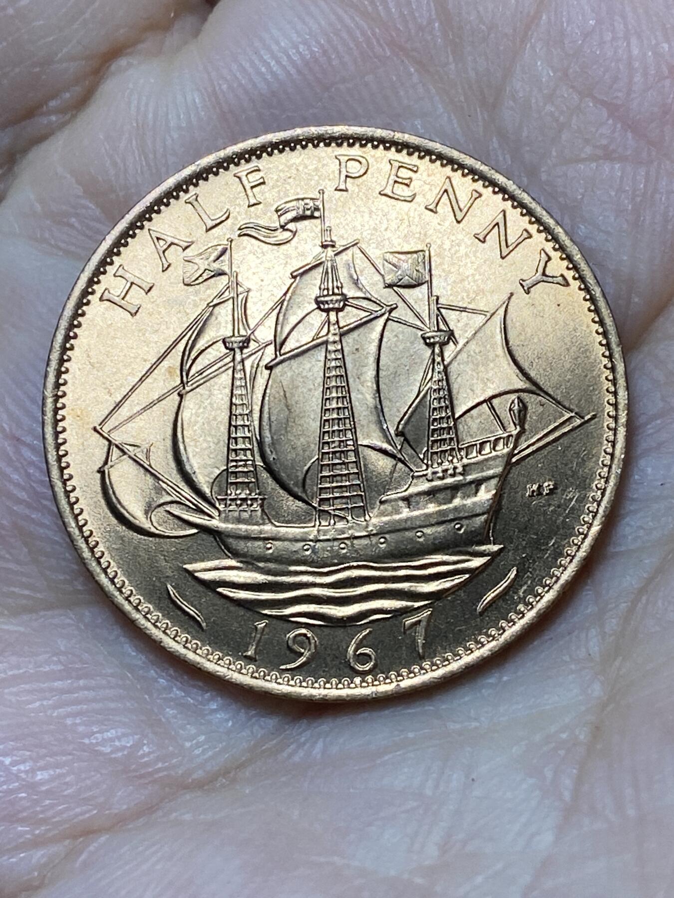 2026年第二十七场(总第一百九十六场）外国好品散币场(免佣金) 原光好品英国🇬🇧1967年半便士(伊丽莎白二世青年桂冠第二版，普制币关门年)
