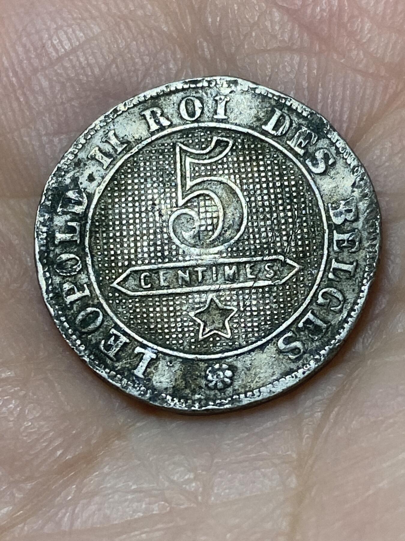 2026年第二十六场(总第一百九十五场）外国好品散币场(免佣金) 比利时🇧🇪1895年5分(利奥波德二世时期，法语版)