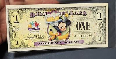 2月15号晚上8点 外国纸币自动截拍第26场 - 迪士尼2009年1元米奇蛋糕 尾号586 全新