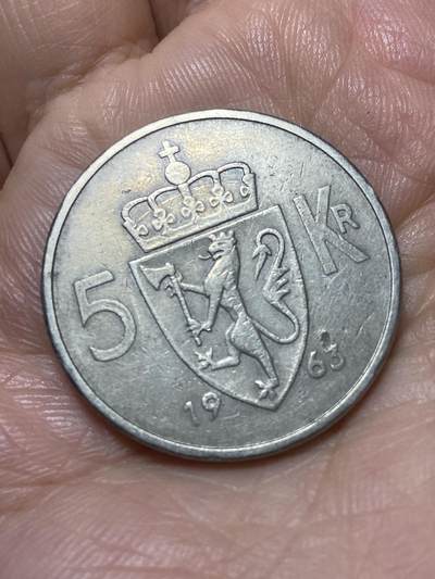 2026年第二十六场(总第一百九十五场）外国好品散币场(免佣金) - 挪威🇳🇴1963年5克朗(奥拉夫五世第一版)