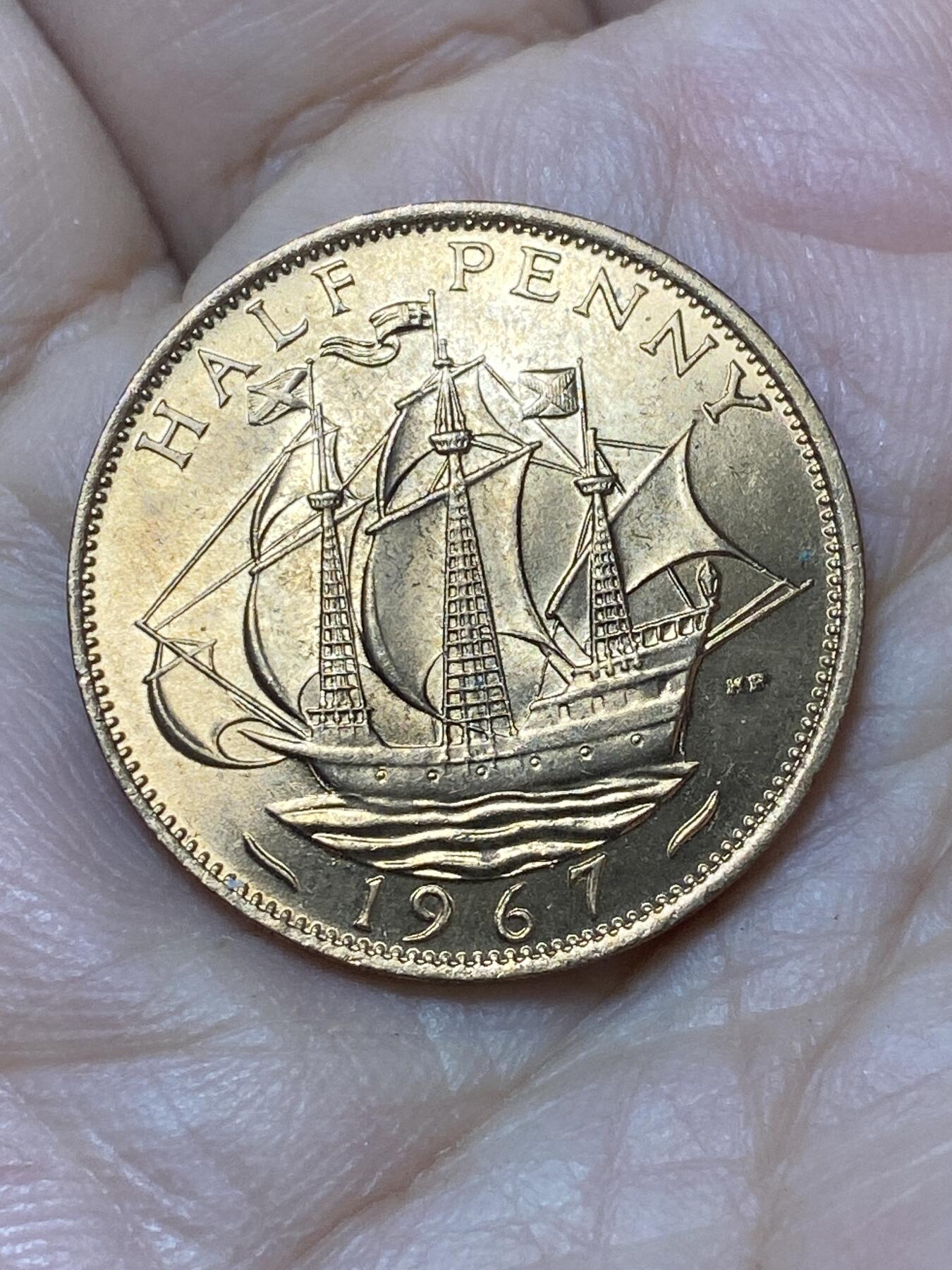 2026年第二十七场(总第一百九十六场）外国好品散币场(免佣金) 原光好品英国🇬🇧1967年半便士(伊丽莎白二世青年桂冠第二版，普制币关门年)