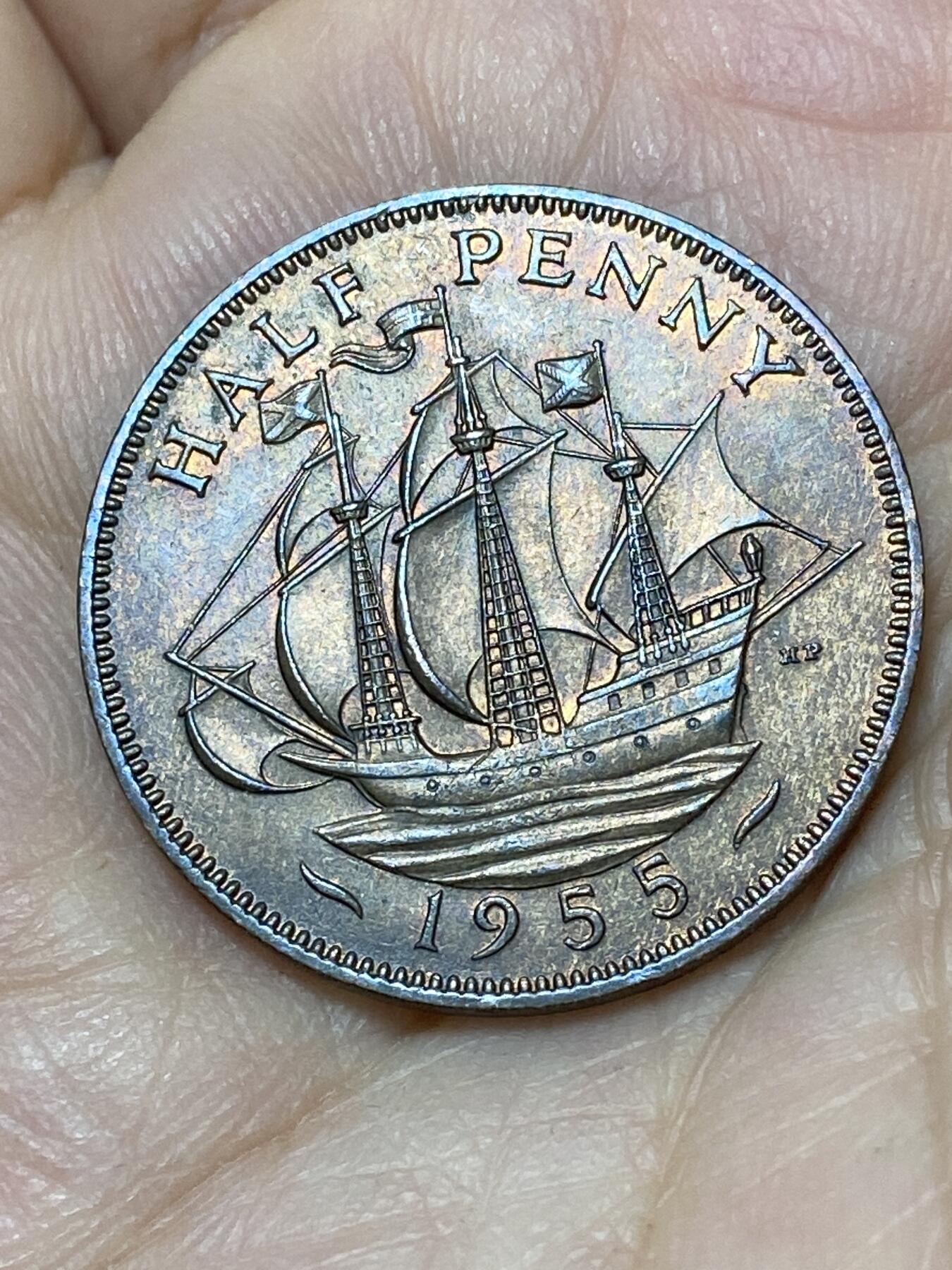 2026年第二十七场(总第一百九十六场）外国好品散币场(免佣金) 英国🇬🇧1955年半便士(伊丽莎白二世青年桂冠第二版)