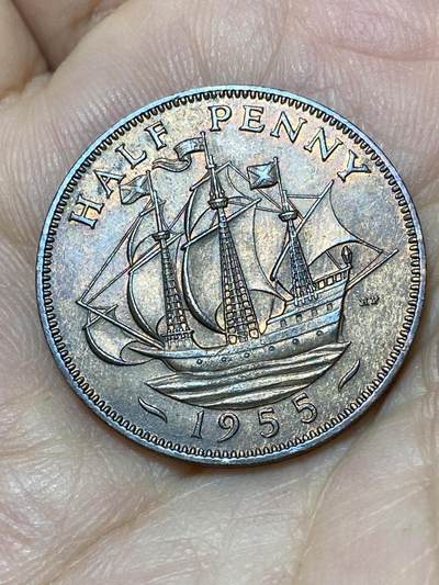 2026年第二十七场(总第一百九十六场）外国好品散币场(免佣金) - 英国🇬🇧1955年半便士(伊丽莎白二世青年桂冠第二版)