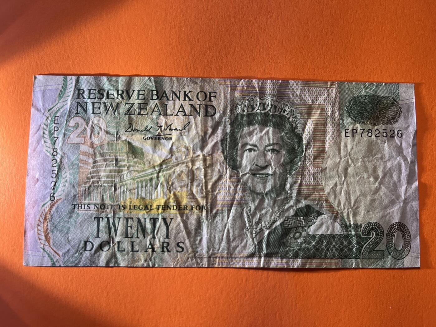 世界各国纸币拍卖 1994年 新西兰20元 实物图