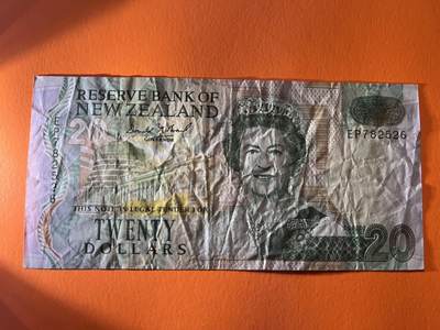 世界各国纸币拍卖 - 1994年 新西兰20元 实物图