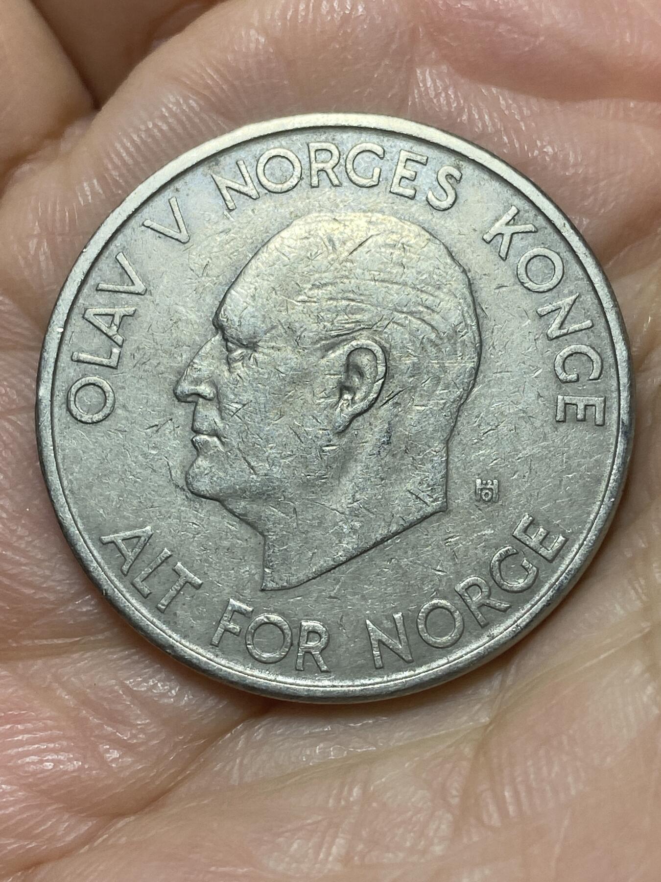 2026年第二十六场(总第一百九十五场）外国好品散币场(免佣金) 挪威🇳🇴1963年5克朗(奥拉夫五世第一版)