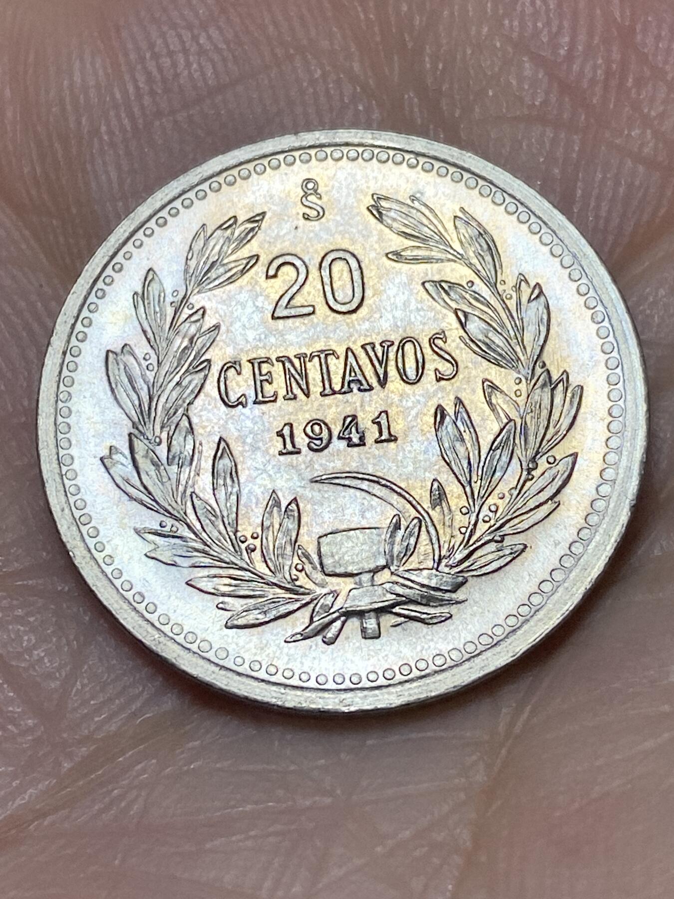 2026年第二十七场(总第一百九十六场）外国好品散币场(免佣金) 好品–智利🇨🇱1941年20分(山底有签名版，关门年)