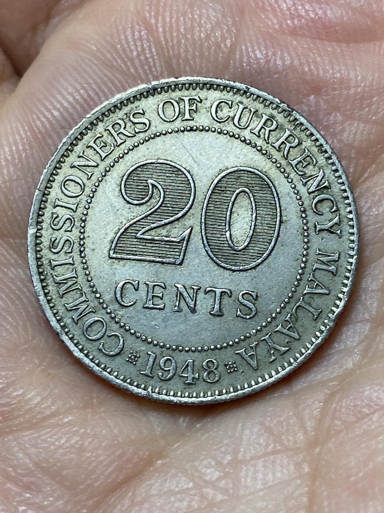 2026年第二十七场(总第一百九十六场）外国好品散币场(免佣金) 英属马来亚1948年20分(乔治六世第三版，首发年)