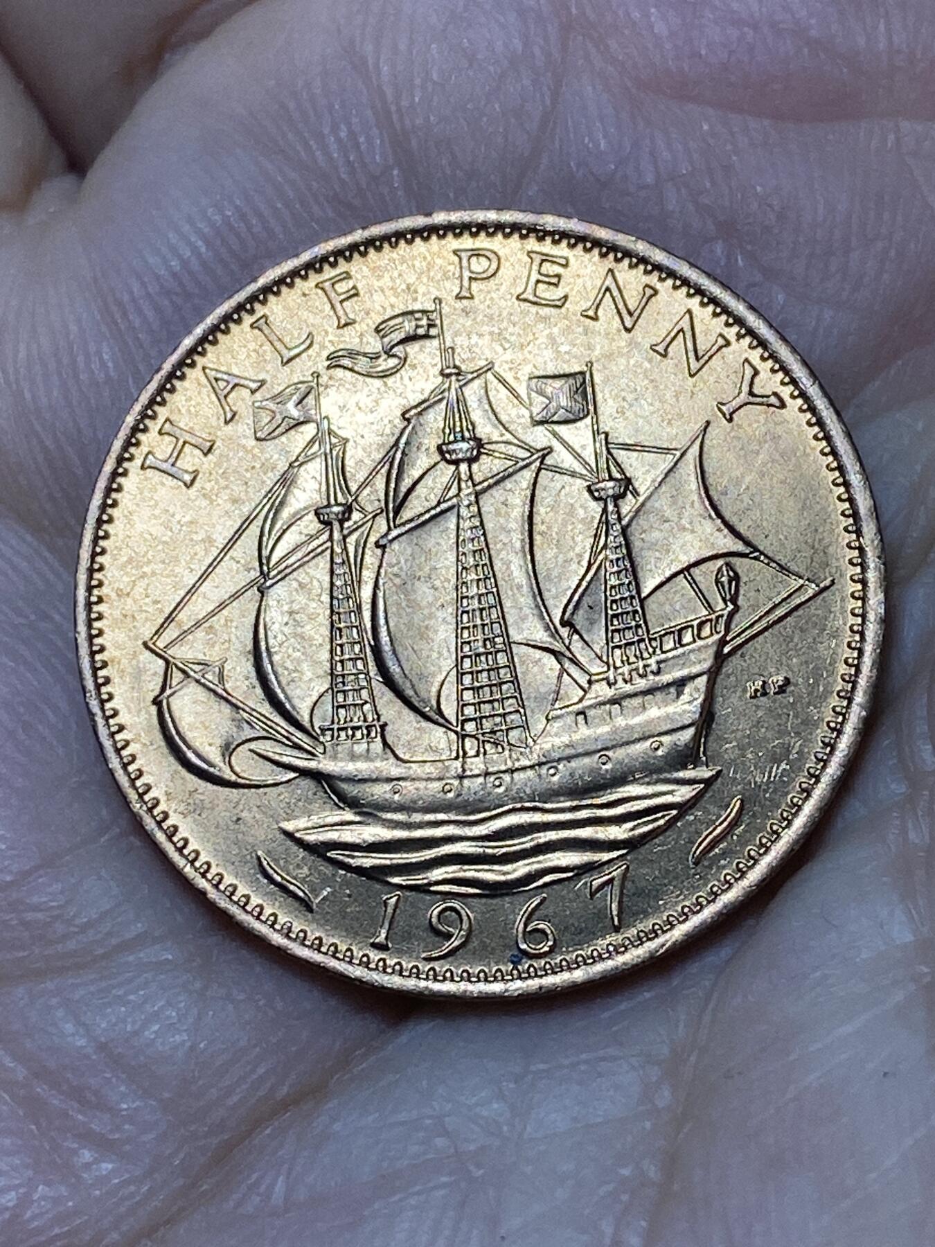 2026年第二十七场(总第一百九十六场）外国好品散币场(免佣金) 原光好品–英国🇬🇧1967年半便士(伊丽莎白二世青年桂冠第二版，普制币关门年)