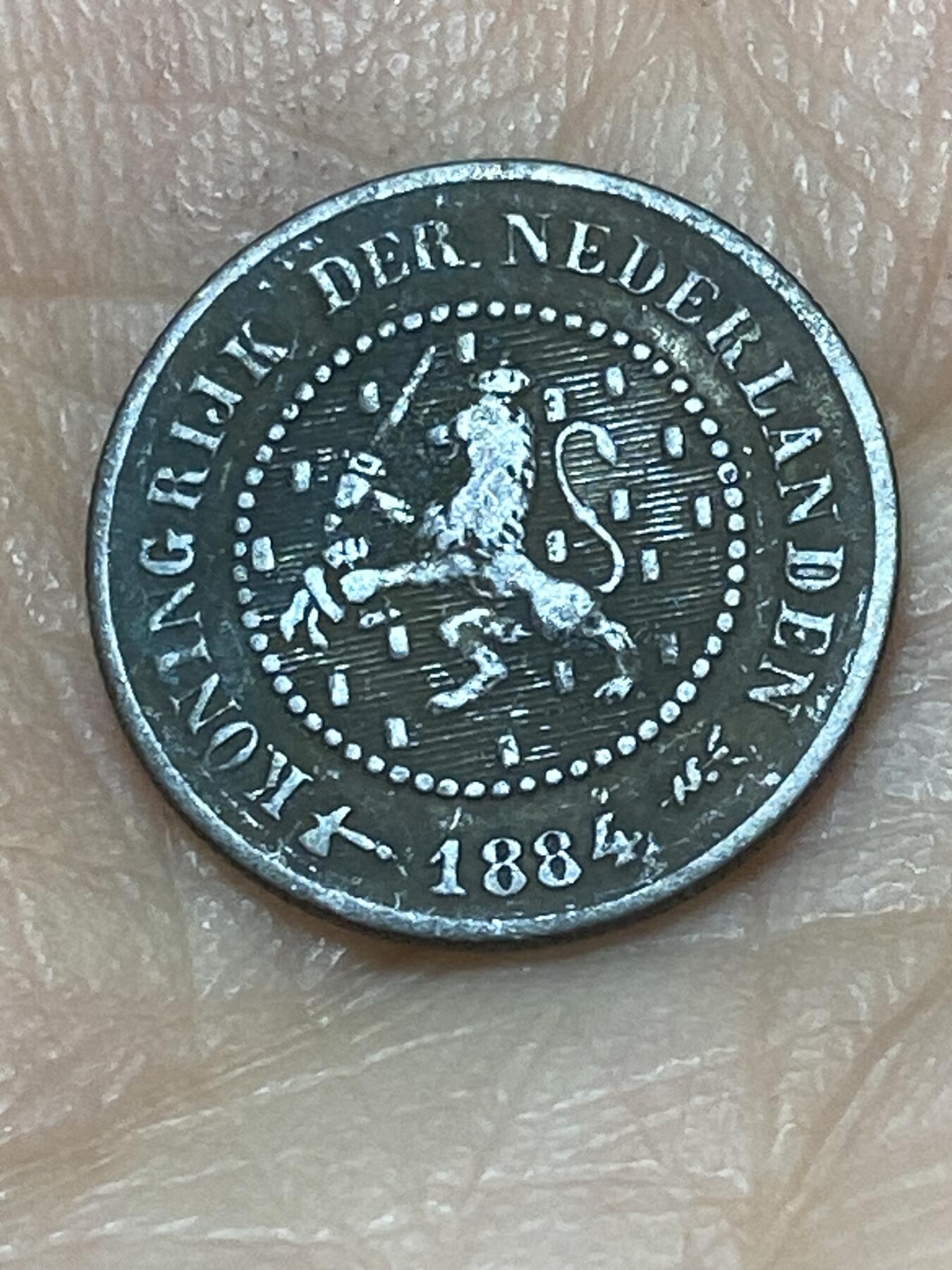 2026年第二十六场(总第一百九十五场）外国好品散币场(免佣金) 荷兰🇳🇱1884年1/2分(威廉三世时期，Broadaxe–宽刃斧标)