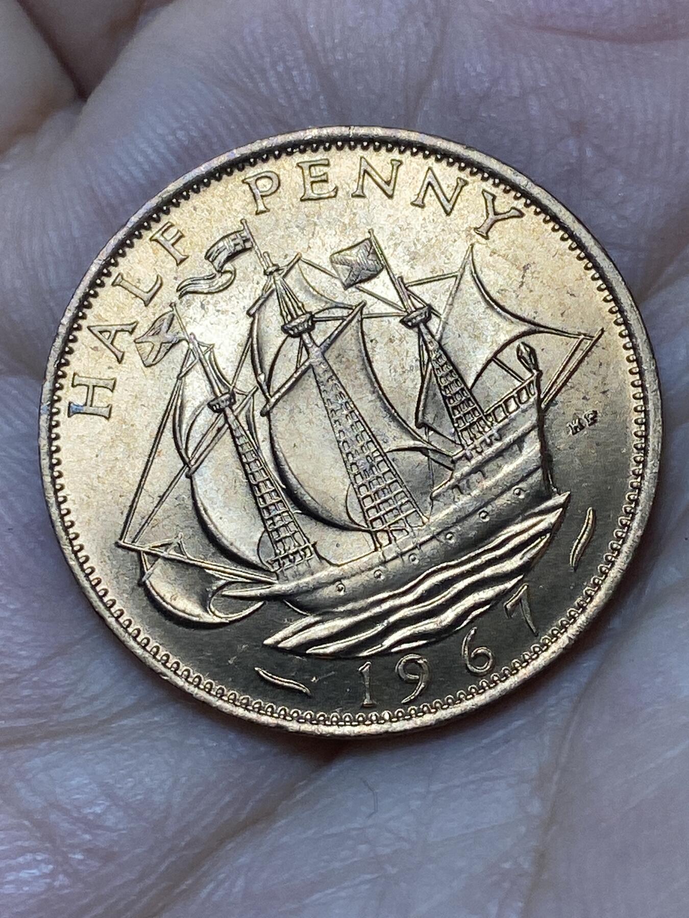 2026年第二十七场(总第一百九十六场）外国好品散币场(免佣金) 原光好品英国🇬🇧1967年半便士(伊丽莎白二世青年桂冠第二版，普制币关门年)