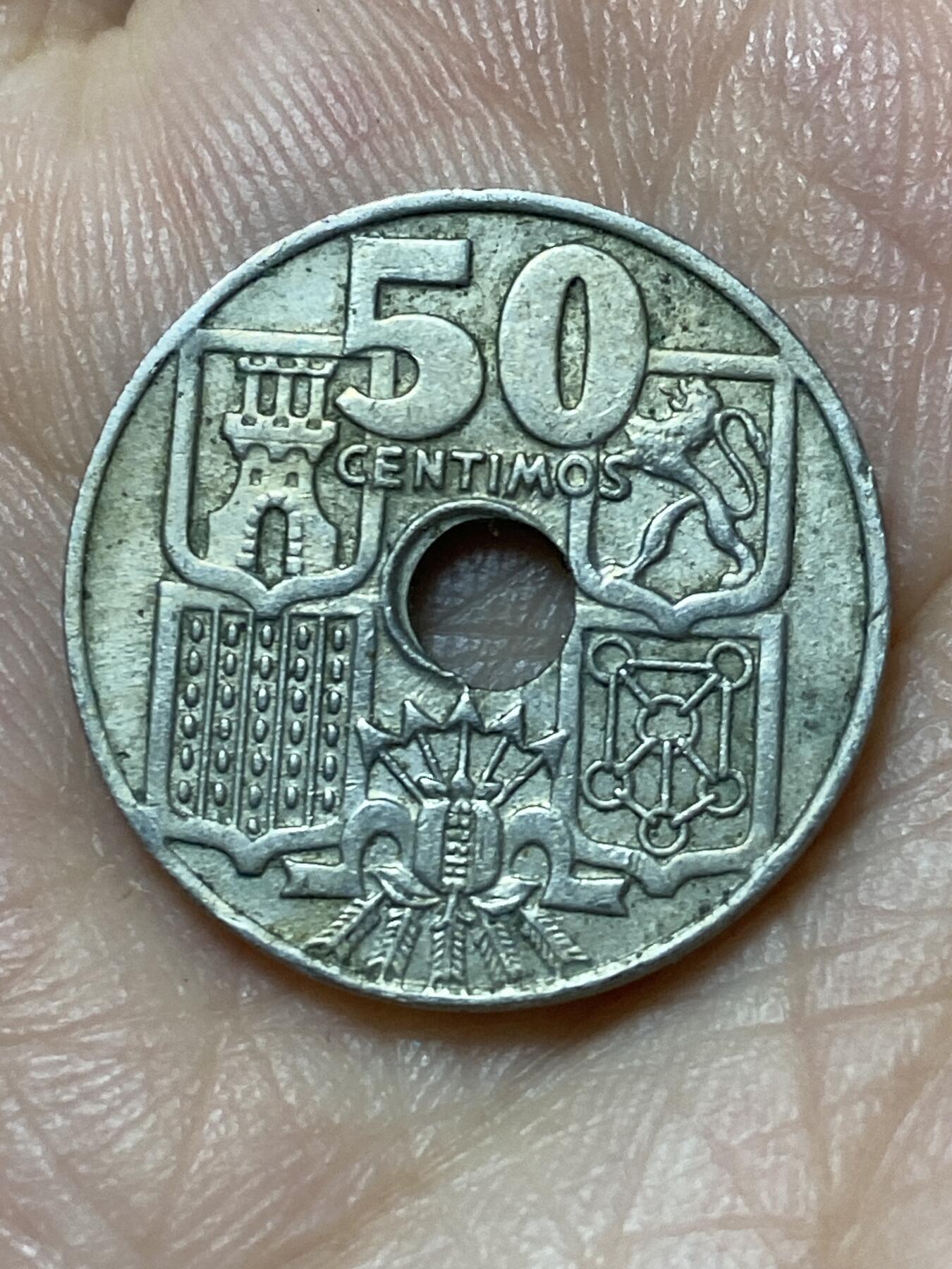 2026年第二十七场(总第一百九十六场）外国好品散币场(免佣金) 西班牙🇪🇸1949(62)年50分(弗朗哥执政时期)