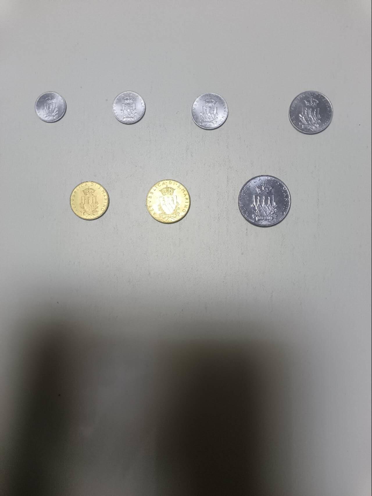 【20260218】非全新纸币和硬币第336场 圣马力诺7枚硬币全套，稀少