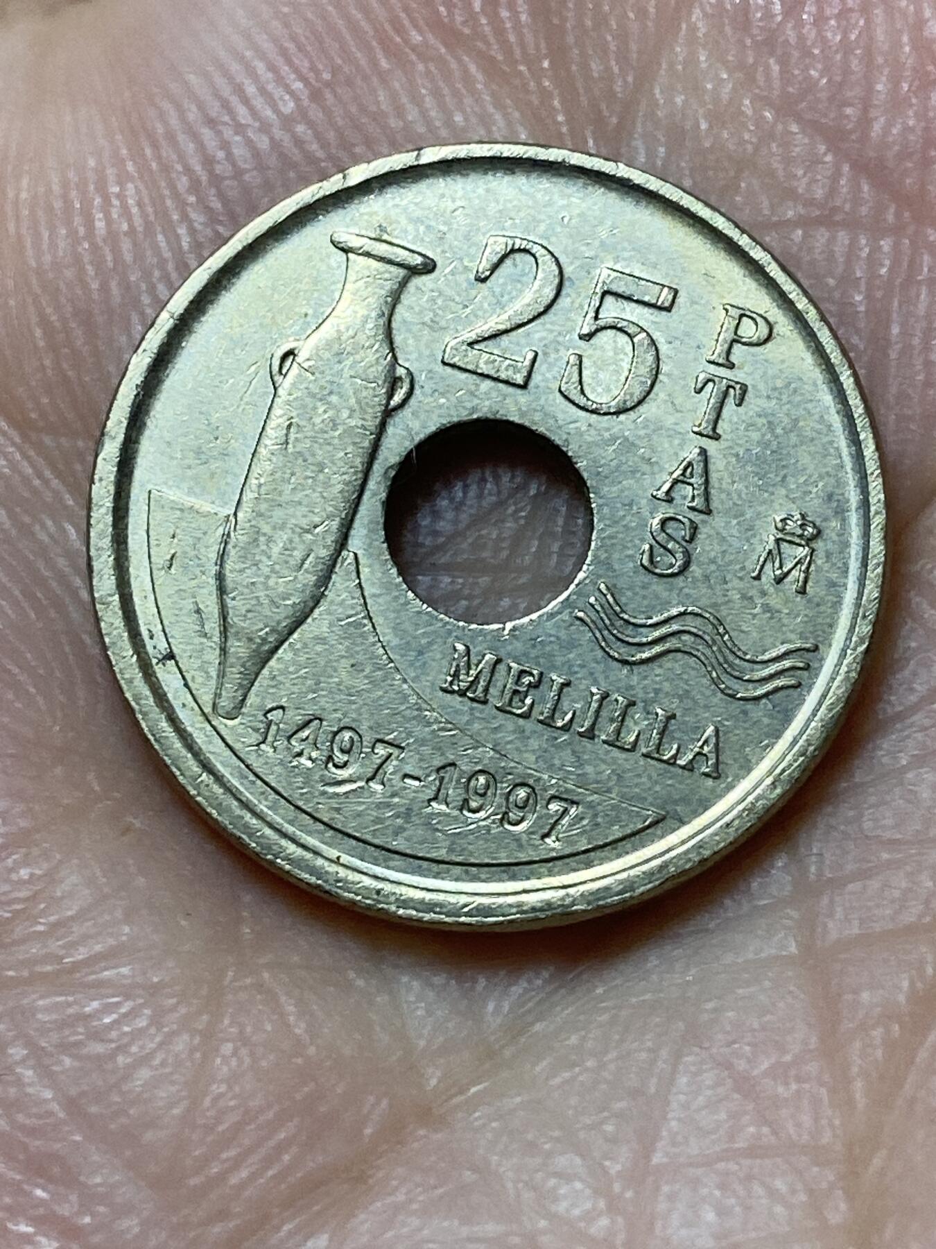 2026年第二十七场(总第一百九十六场）外国好品散币场(免佣金) 西班牙🇪🇸1997年25比塞塔(梅利利亚自治市纪念币)