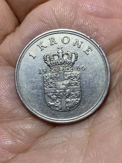 2026年第二十六场(总第一百九十五场）外国好品散币场(免佣金) - 丹麦🇩🇰1966年1克朗(弗雷德里克九世第三版，C; S版)
