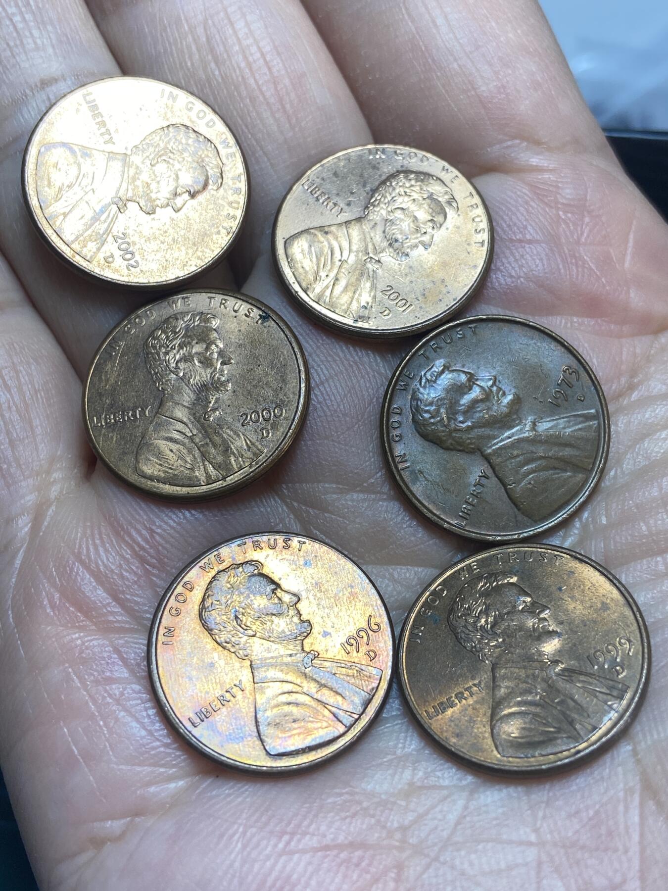 2026年第二十八场(总第一百九十七场）新春初七特拍场(佣金3%最低1元) 原光好品–美国🇺🇸1分6枚：1973年96年99年2000年2001年2002年(均为D标丹佛造)