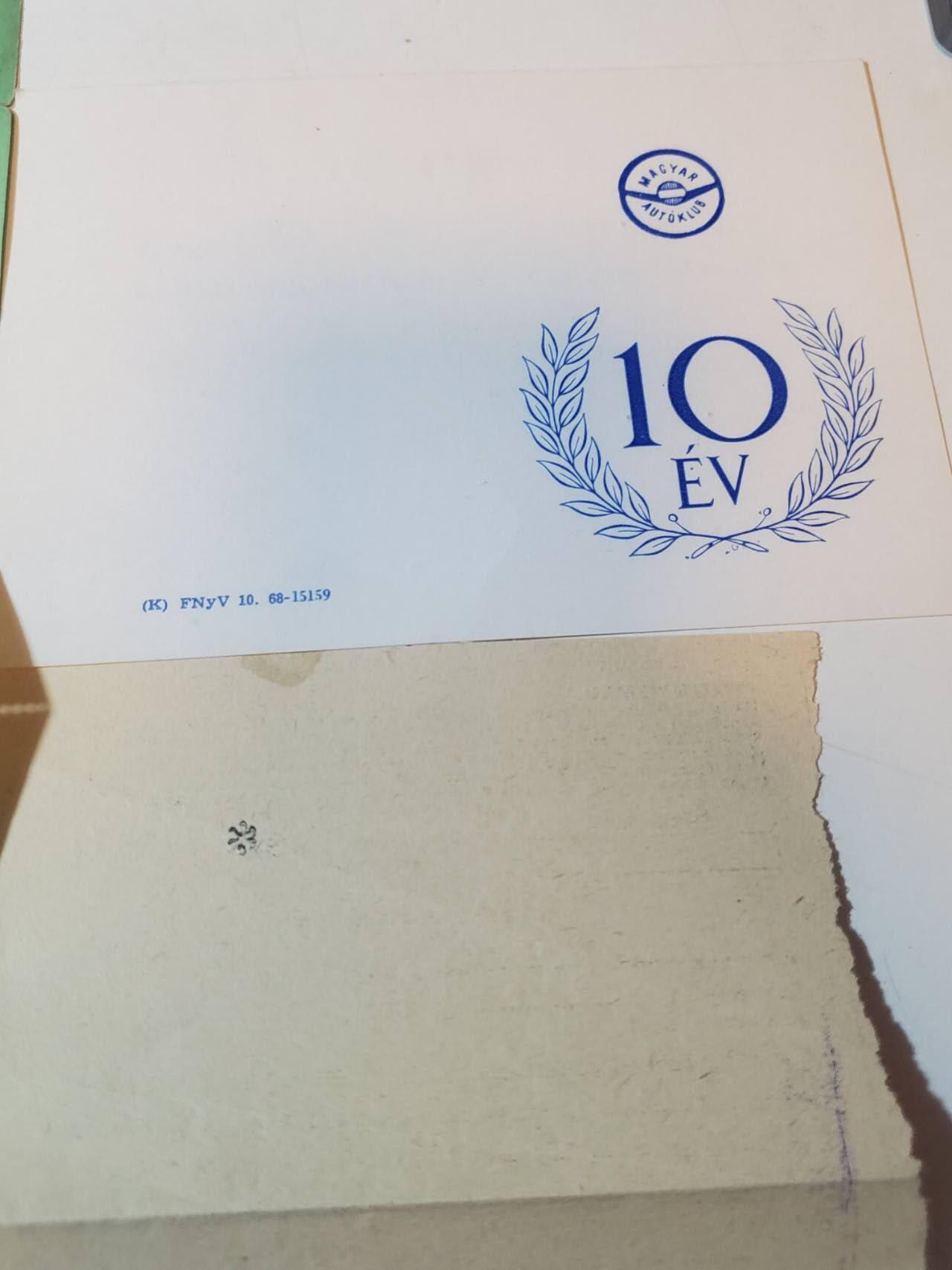 韵星假日军品类拍卖第41期 -- Rimey Holidays Militaria Auction 41 匈牙利人民共和国资深汽车协会会员Danszky Ferenc博士 汽车协会十年荣誉证章证书 个人保险 登记册一套