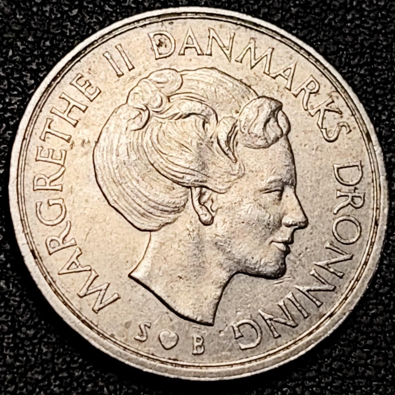 泉币菌-第190场-本场拍品多 请提前出价 （年后发货） 丹麦1975年1克朗 皇冠 玛格丽特二世女王 铜镍币 25.5mm