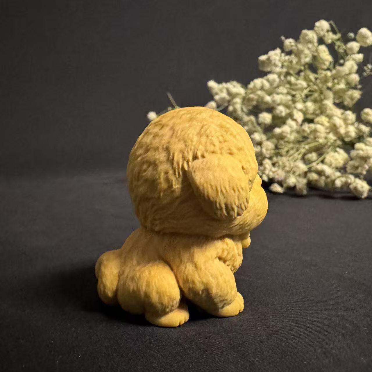 零元拍：哈基米系列，黄杨木雕12生肖之：狗宝宝，高约：40MM。就这么可耐