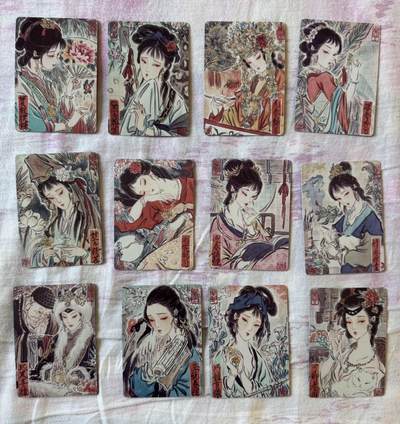 月落卡牌之特卡第7期—新年跨年专场（祝大家新年快乐，恭喜发财！） - 彫仙手绘红楼十二金钗   普卡特卡一套