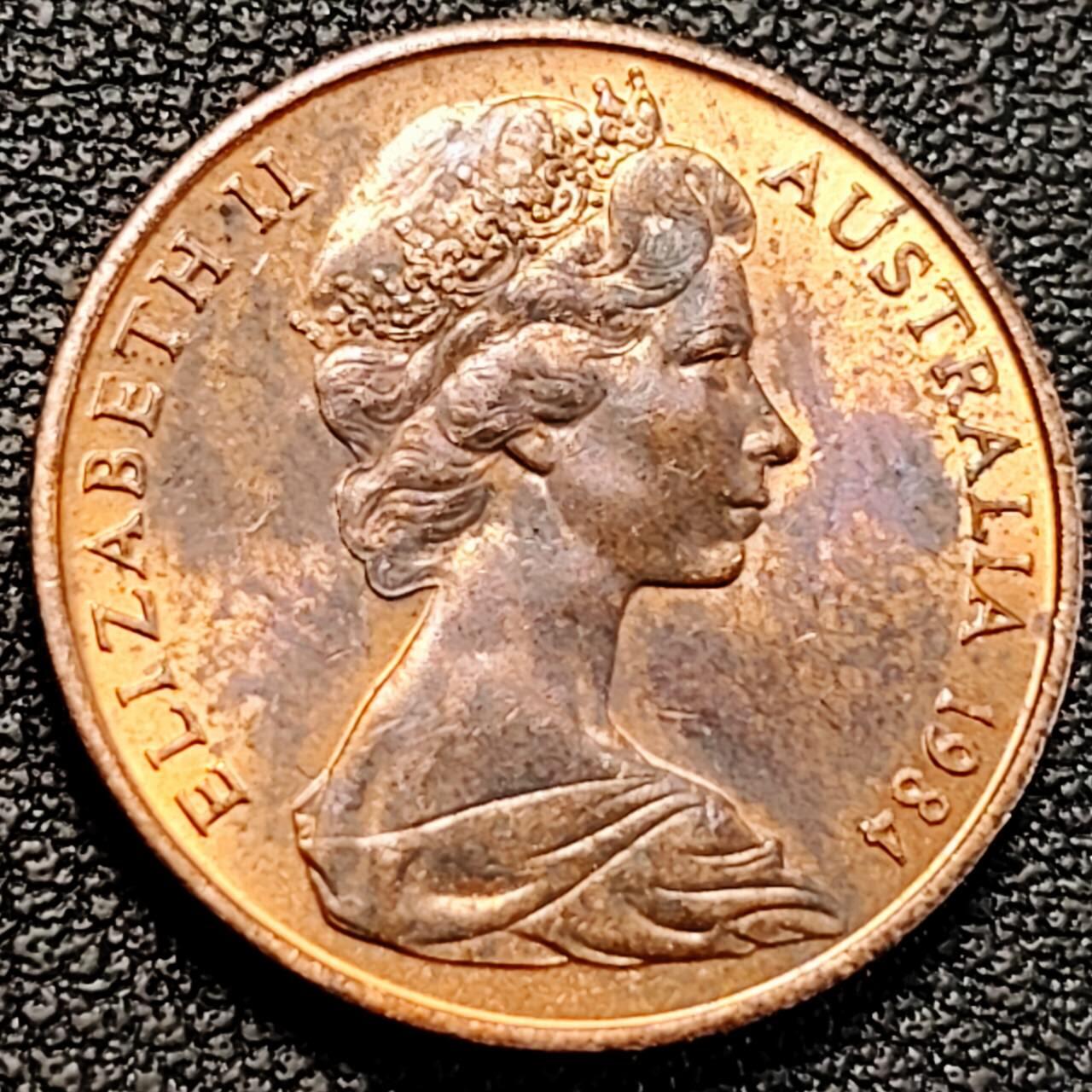 泉币菌-第190场-本场拍品多 请提前出价 （年后发货） 1984年 澳大利亚2分 伞蜥蜴斗篷蜥21.5mm铜币