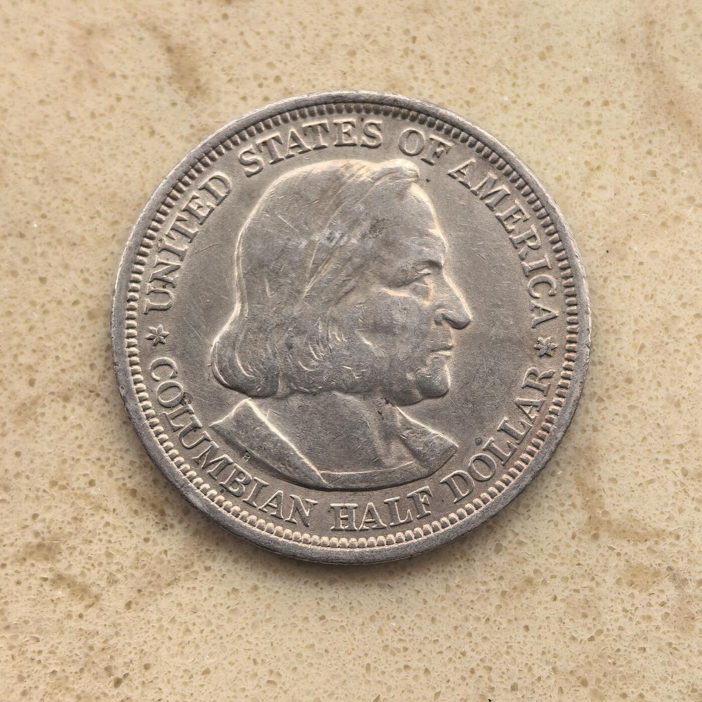 道一币馆币章第一百六十五场 美国1893年哥伦布发现美洲400周年50分银币  12.5g 900s