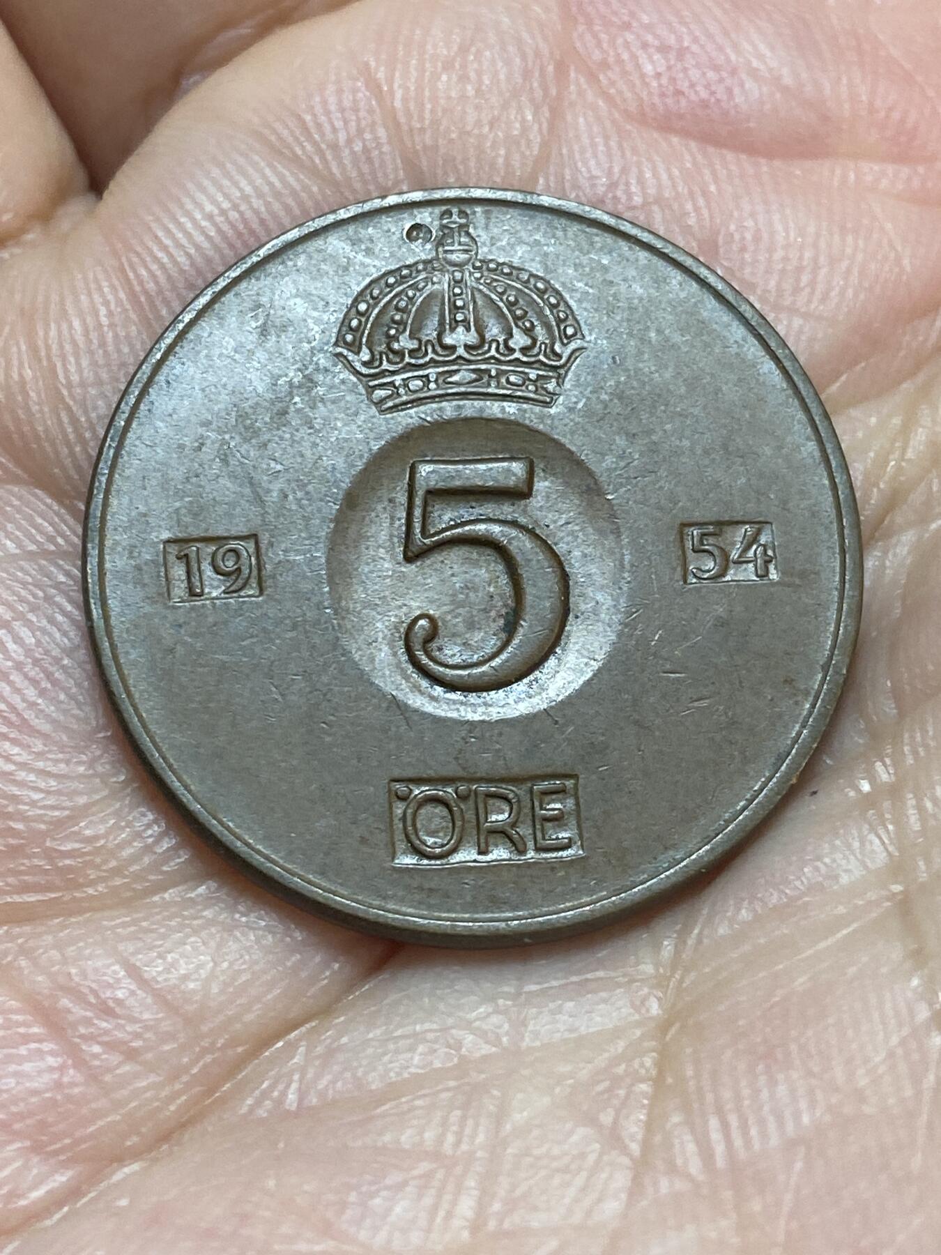 2026年第二十八场(总第一百九十七场）新春初七特拍场(佣金3%最低1元) 瑞典🇸🇪1954年5欧尔(古斯塔夫六世第一版，前期TS标)