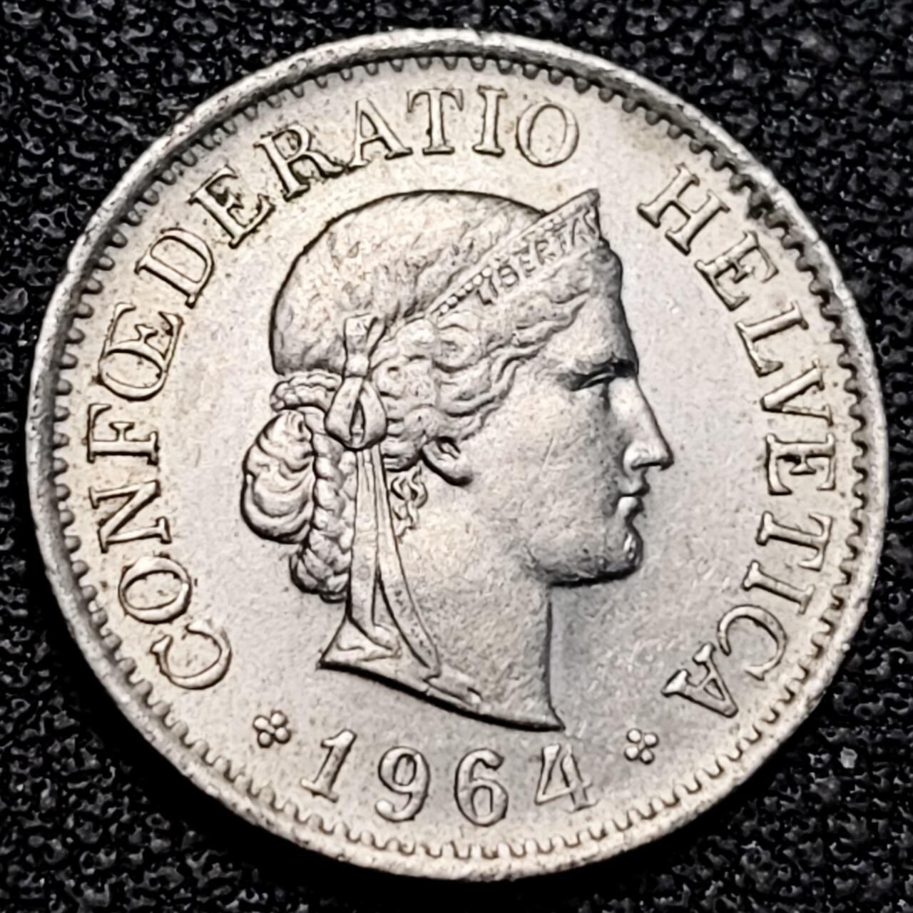 泉币菌-第190场-本场拍品多 请提前出价 （年后发货） 1964年 瑞士10分女神 19MM 