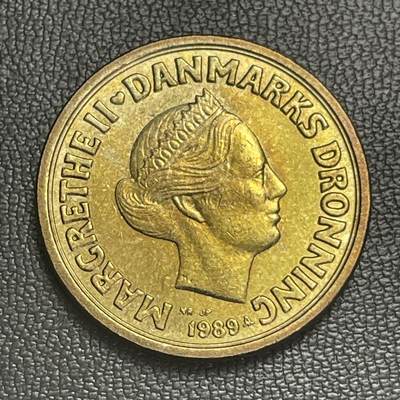 回流0301 - 全新丹麦1989年10克朗铜币（独立年版）玛格丽特二世